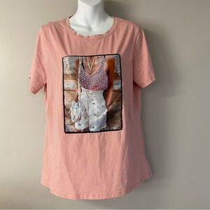 Womens Miao Miao T-shirt,  Graphic Design Tee Pink 3XL